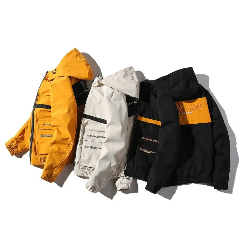 Fashion Casual Streetwear Hooded Men Jacket