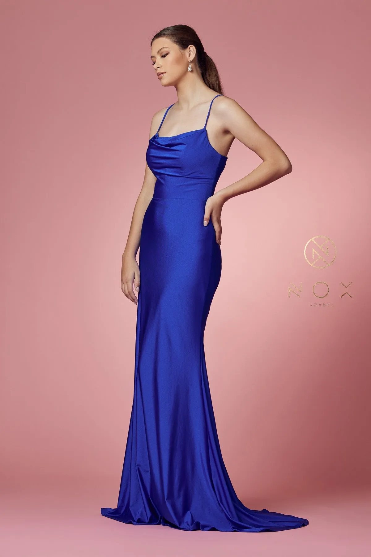 Fitted Lace-Up Back Gown_E1007