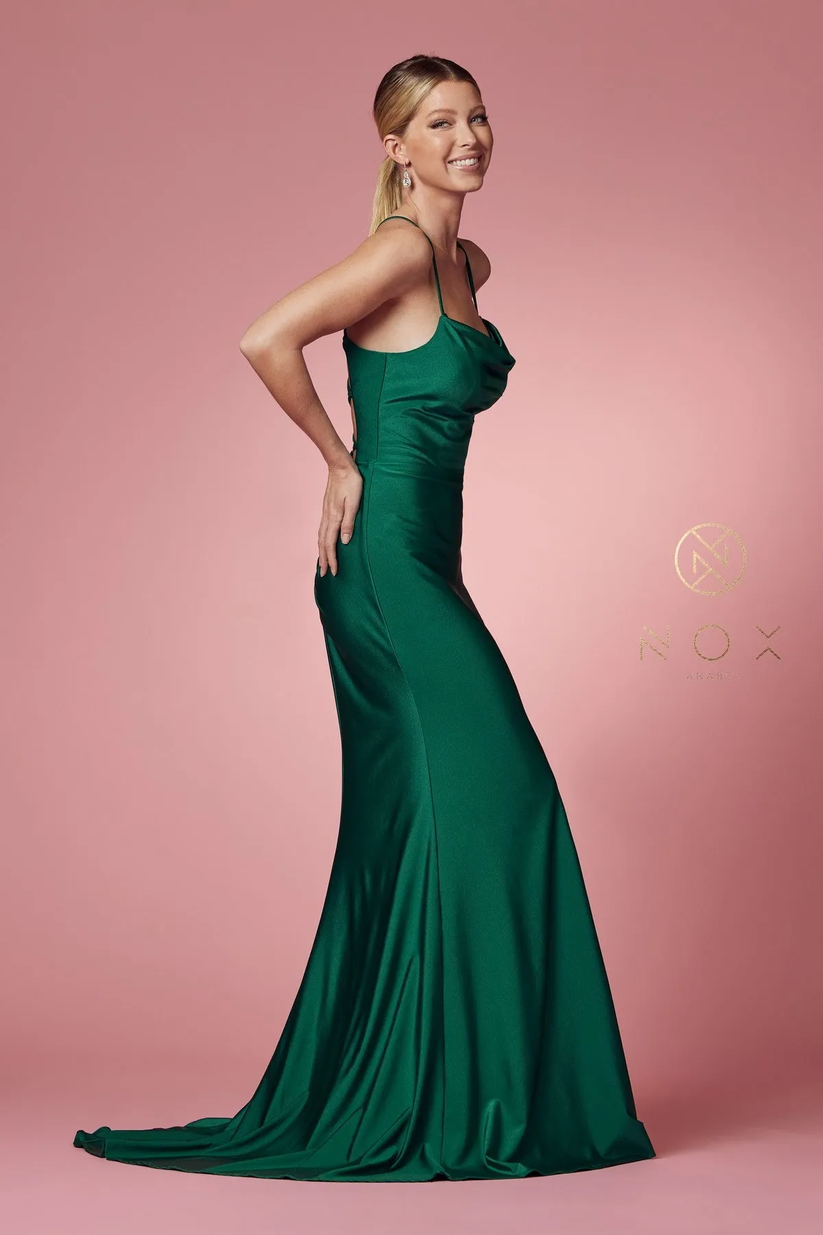 Fitted Lace-Up Back Gown_E1007