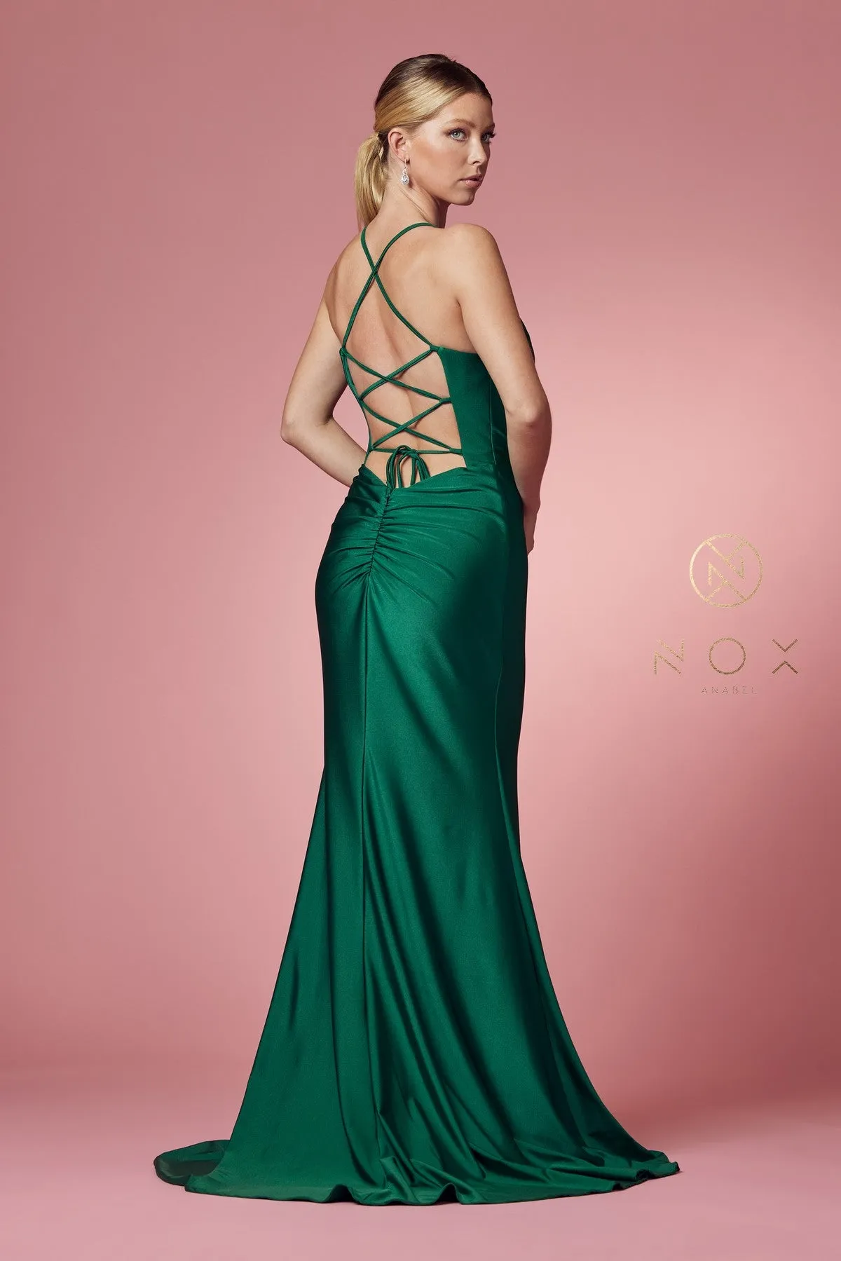 Fitted Lace-Up Back Gown_E1007