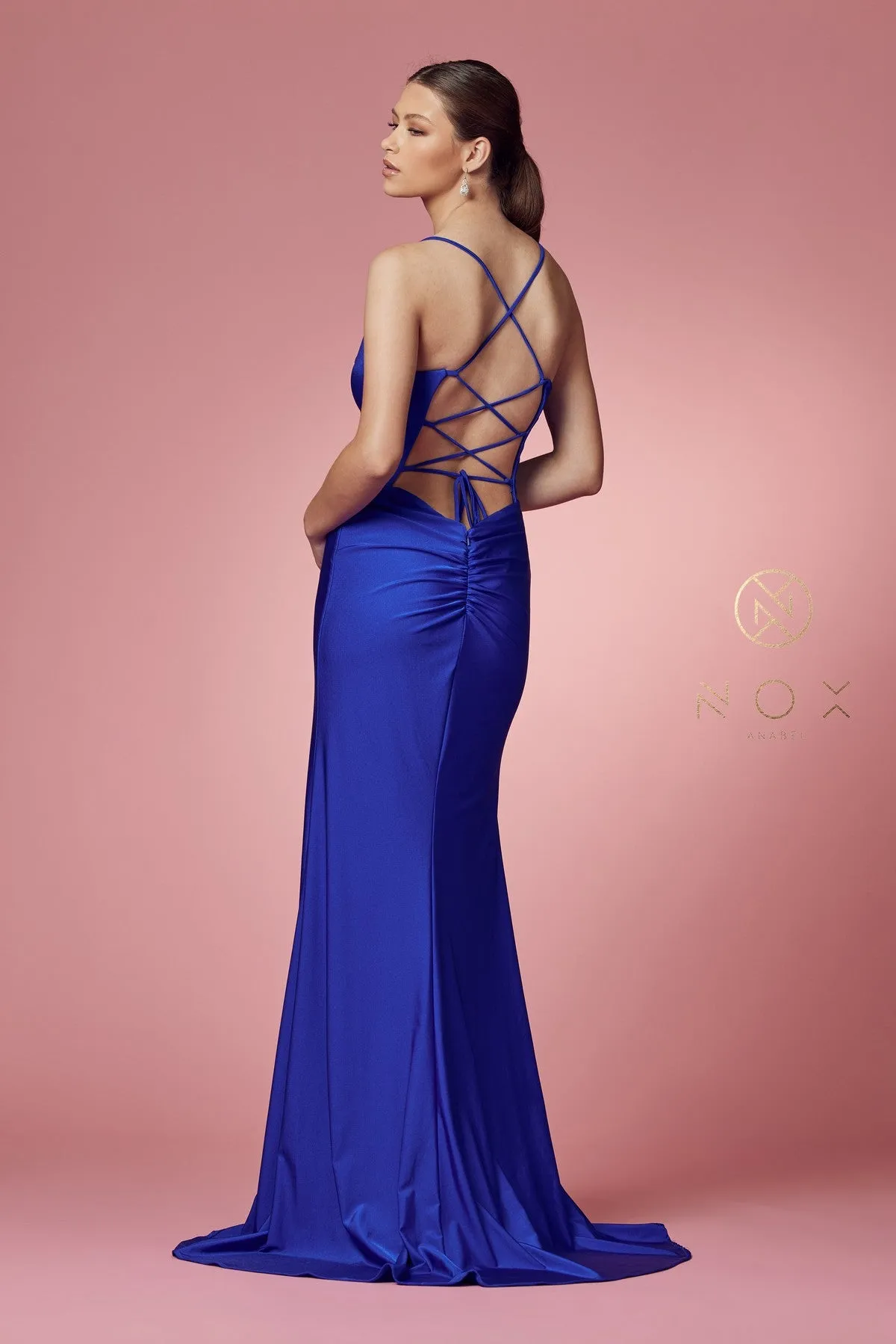 Fitted Lace-Up Back Gown_E1007