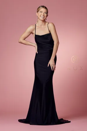 Fitted Lace-Up Back Gown_E1007