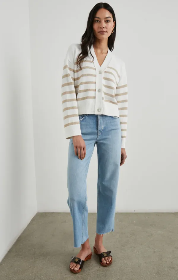 Geneva Cardigan in Sand Stripe