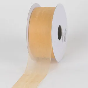 Gold - Sheer Organza Ribbon - ( W: 3/8 Inch | L: 25 Yards )