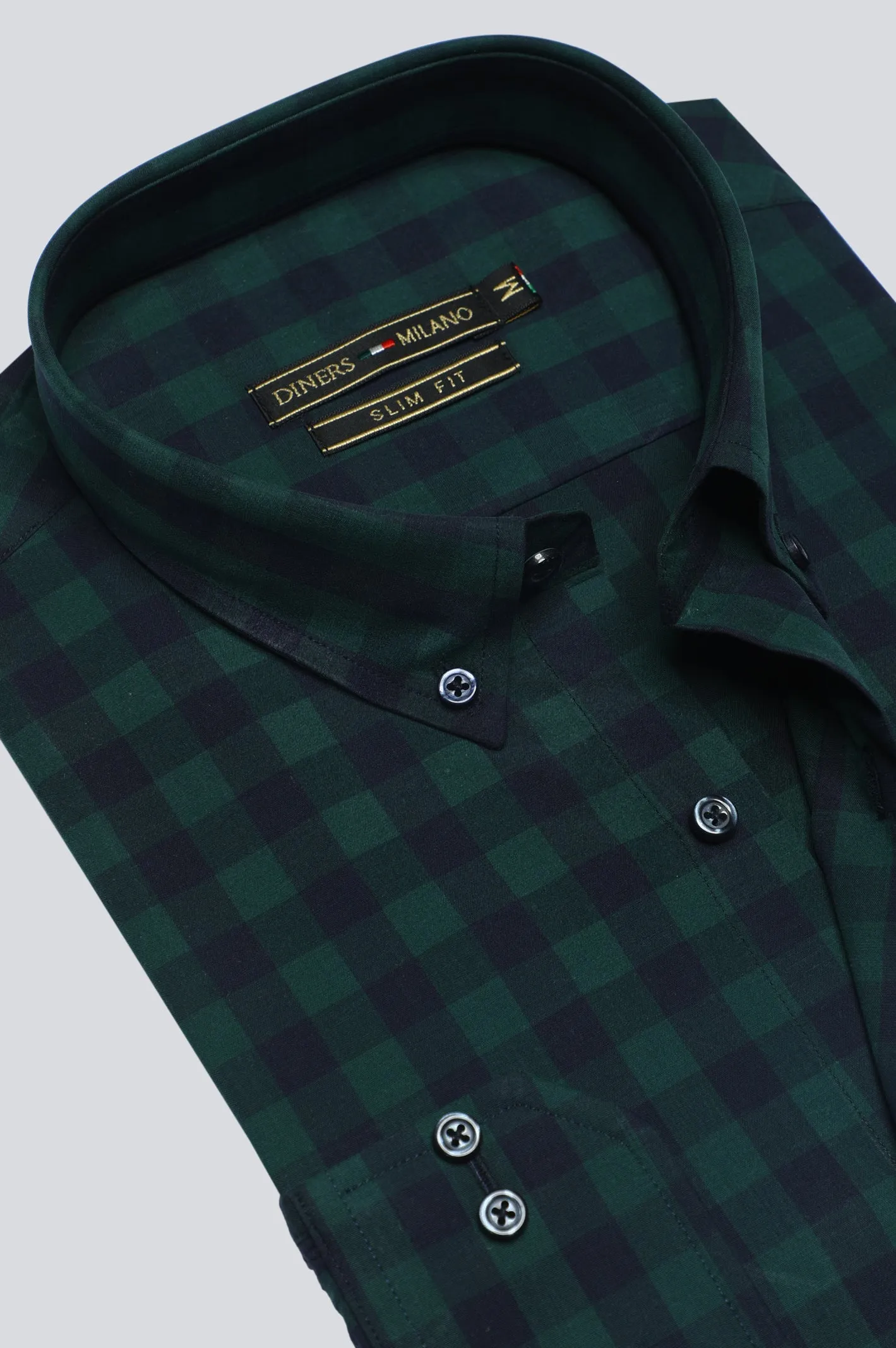 Green Gingham Check Casual Milano Shirt