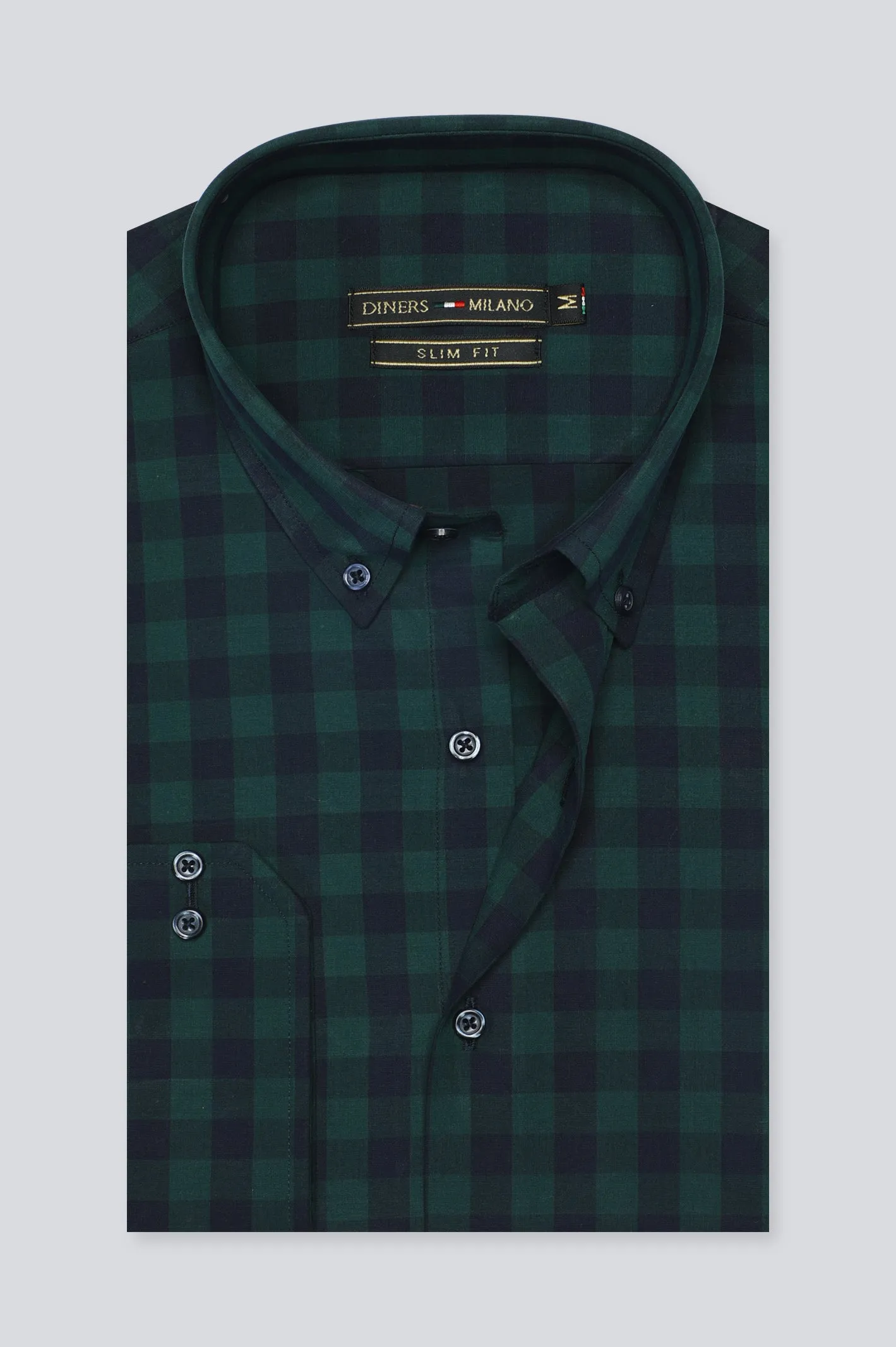 Green Gingham Check Casual Milano Shirt