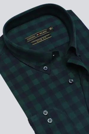 Green Gingham Check Casual Milano Shirt