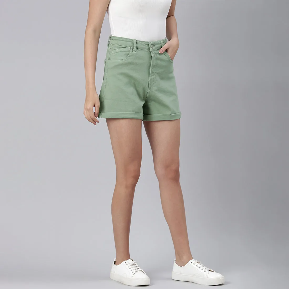 Green High Waist Shorts