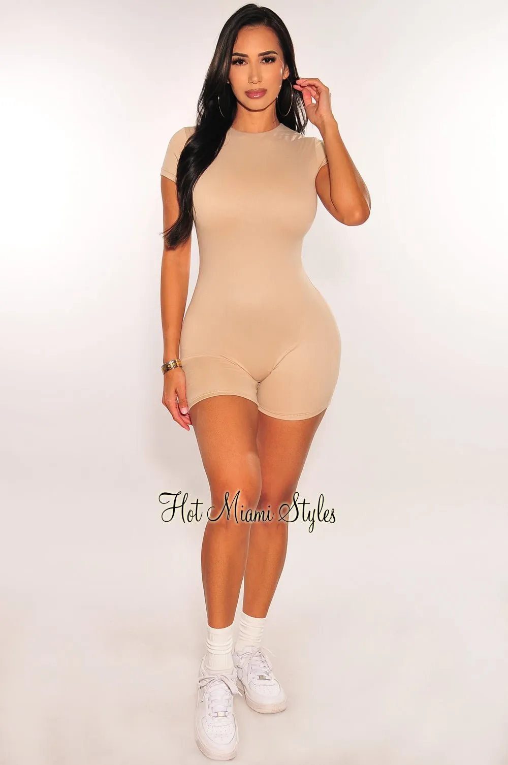 HMS Essential: Nude Perfect Fit Double Lined Short Sleeve Romper