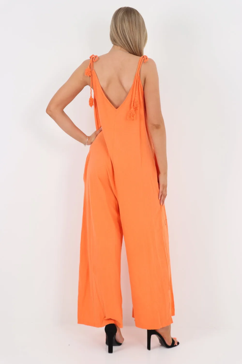 Italian Tie Shoulder Strap Jumpsuits