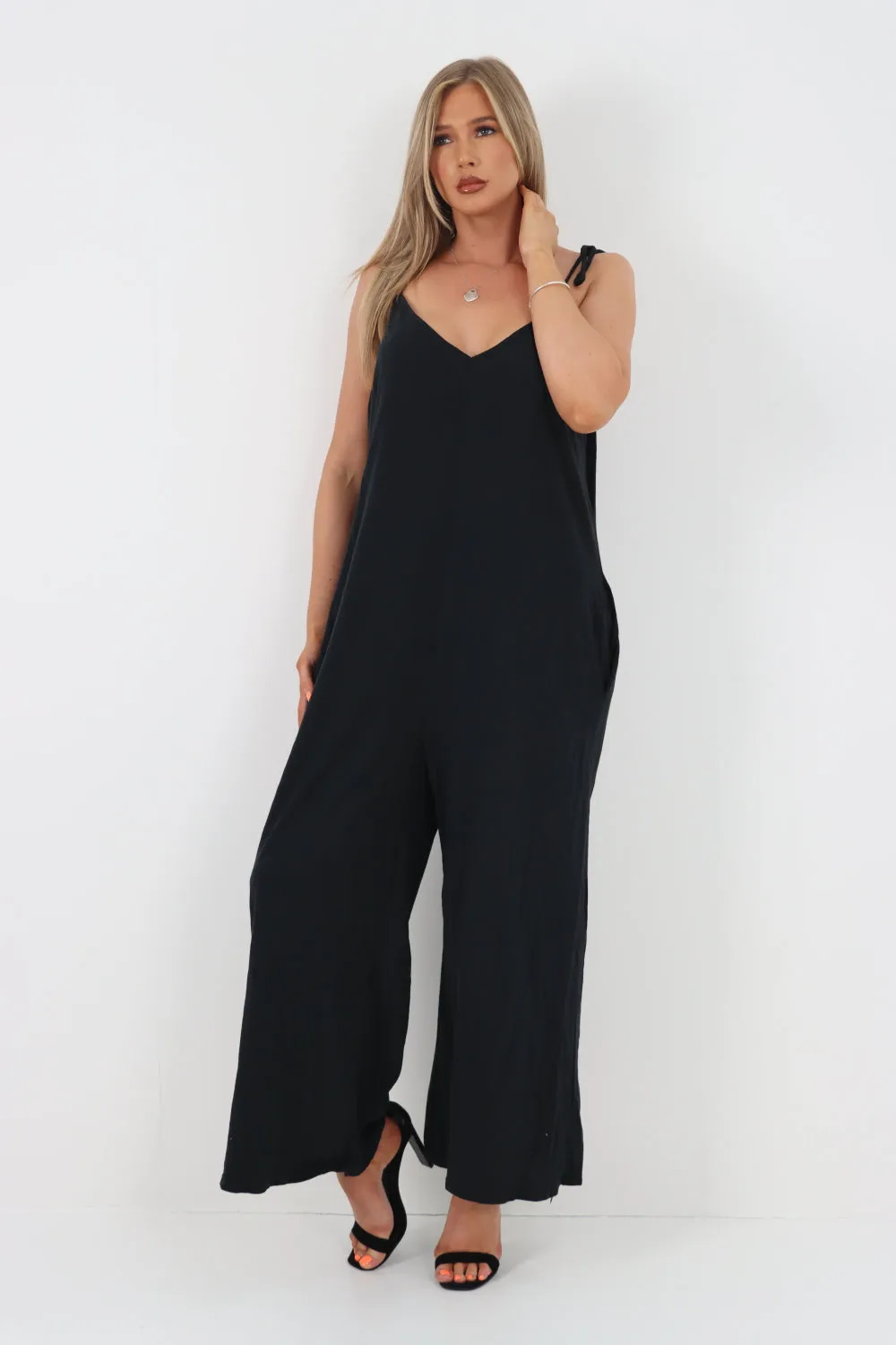 Italian Tie Shoulder Strap Jumpsuits