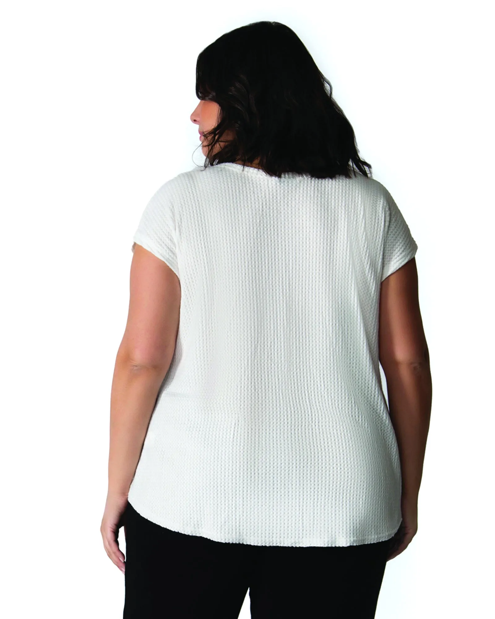 Jalena V-Neck Waffle Top | Ivory