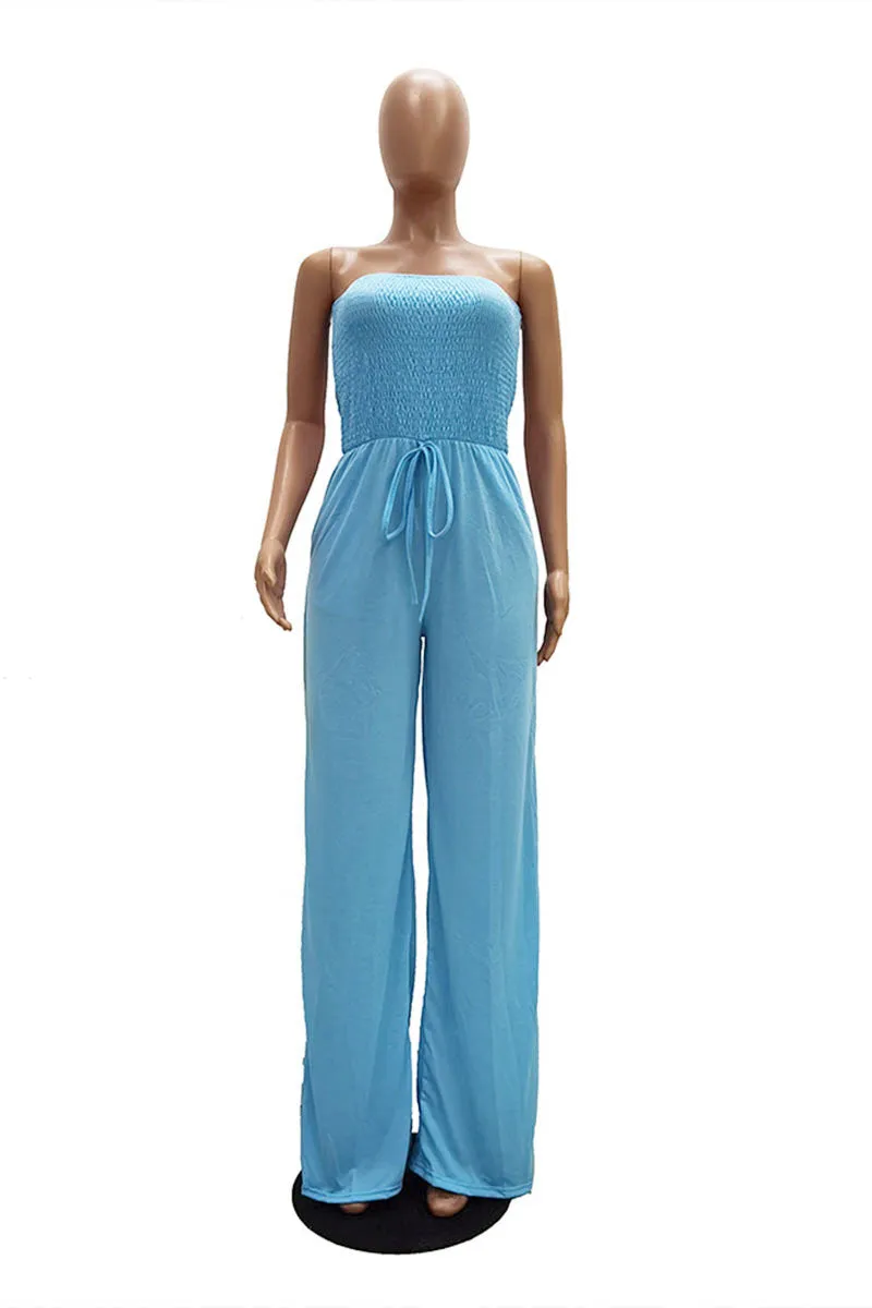JG0510 Strapless Wide Leg Jumpsuits