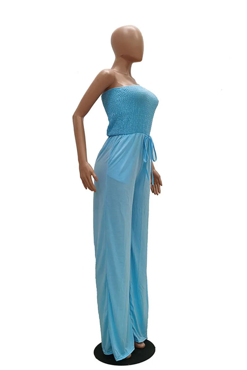 JG0510 Strapless Wide Leg Jumpsuits