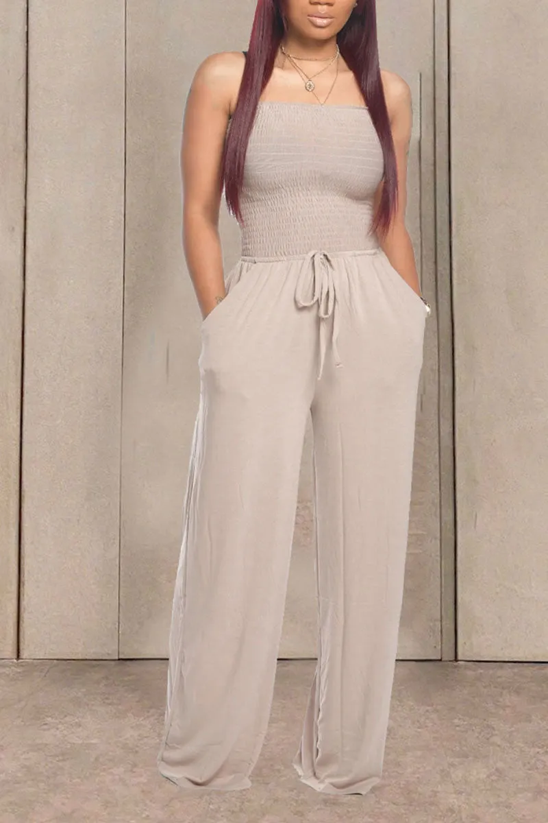 JG0510 Strapless Wide Leg Jumpsuits