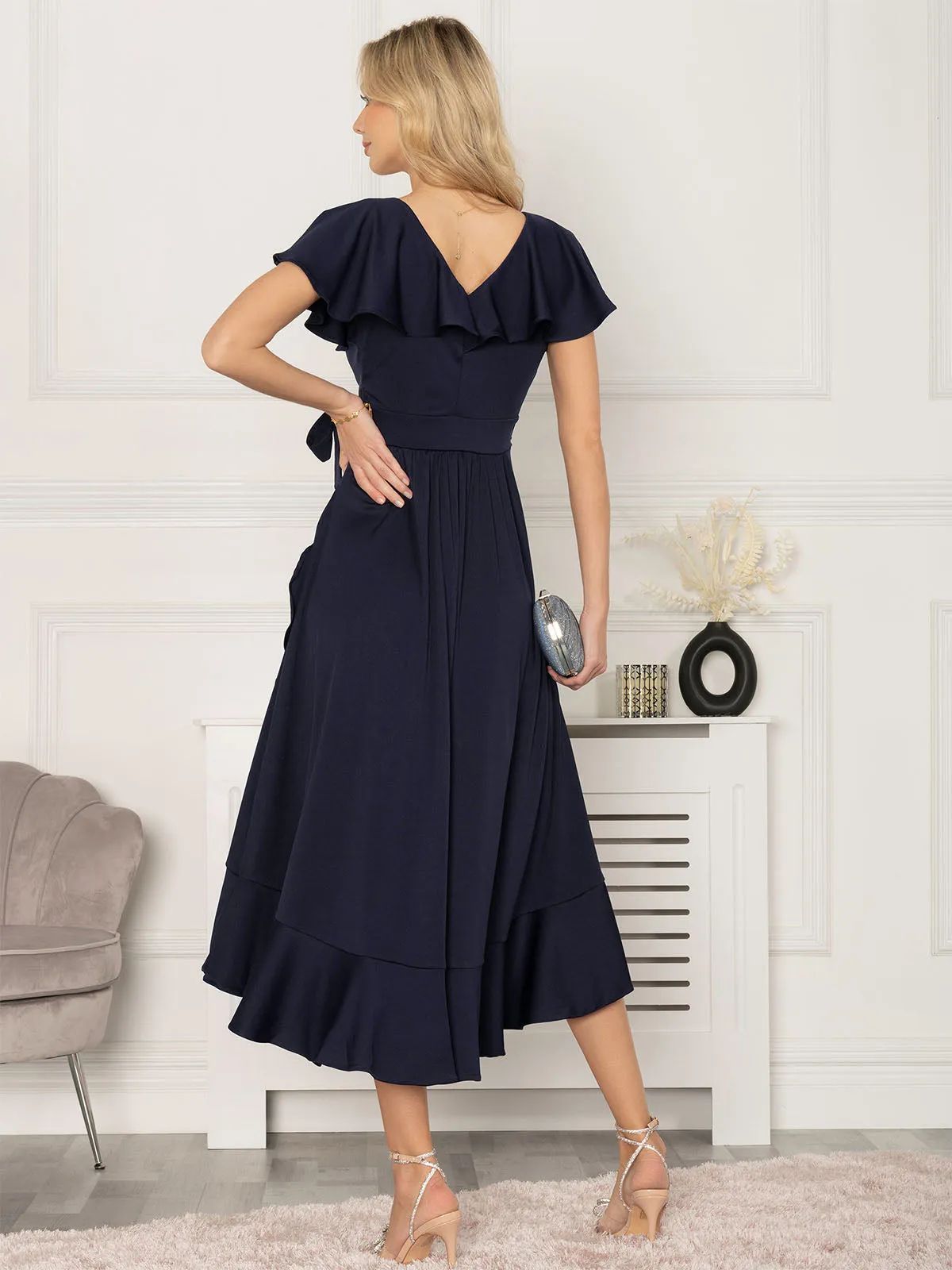 Jolie Moi Alleigh Frill Maxi Dress, Navy
