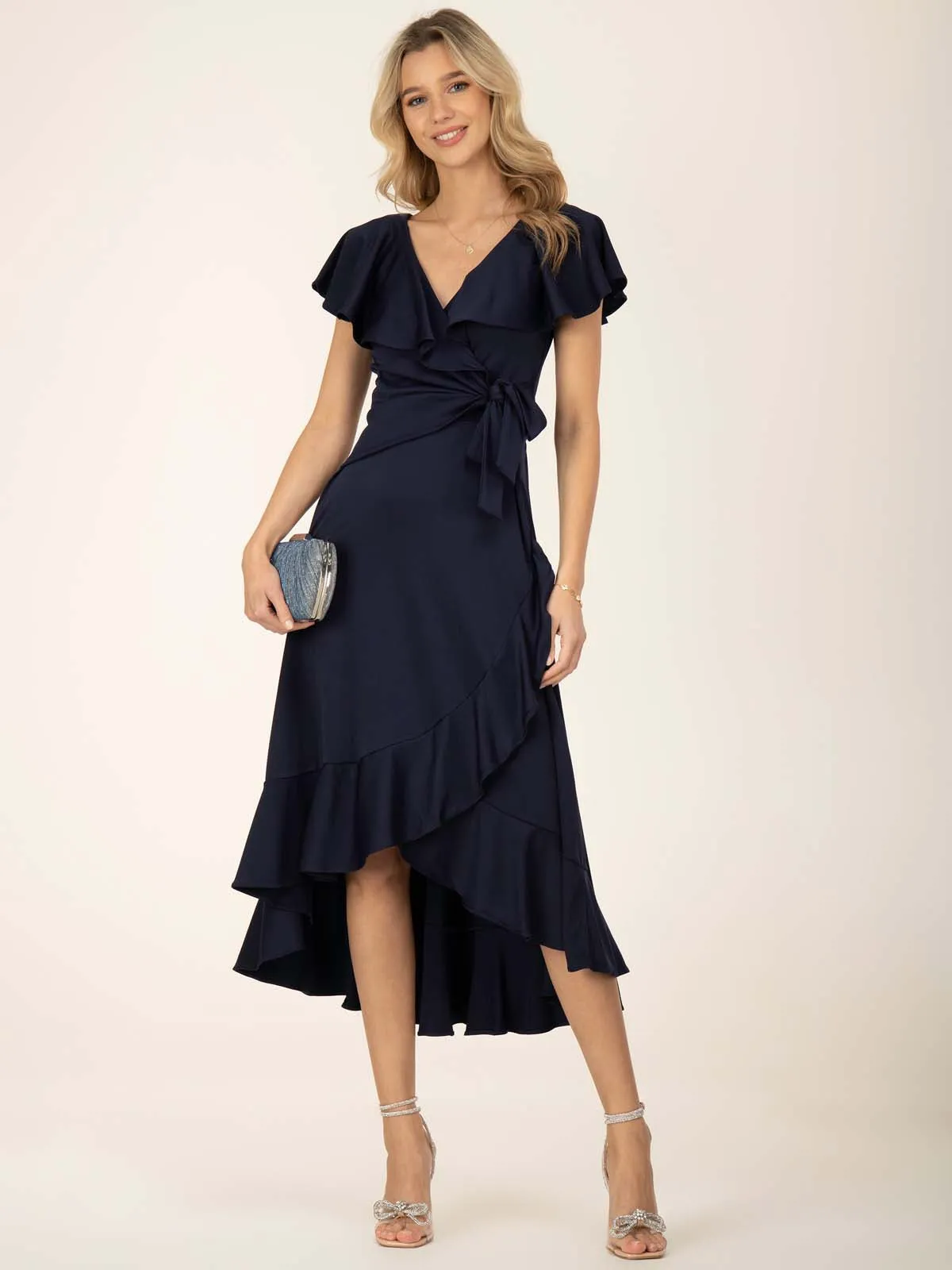 Jolie Moi Alleigh Frill Maxi Dress, Navy