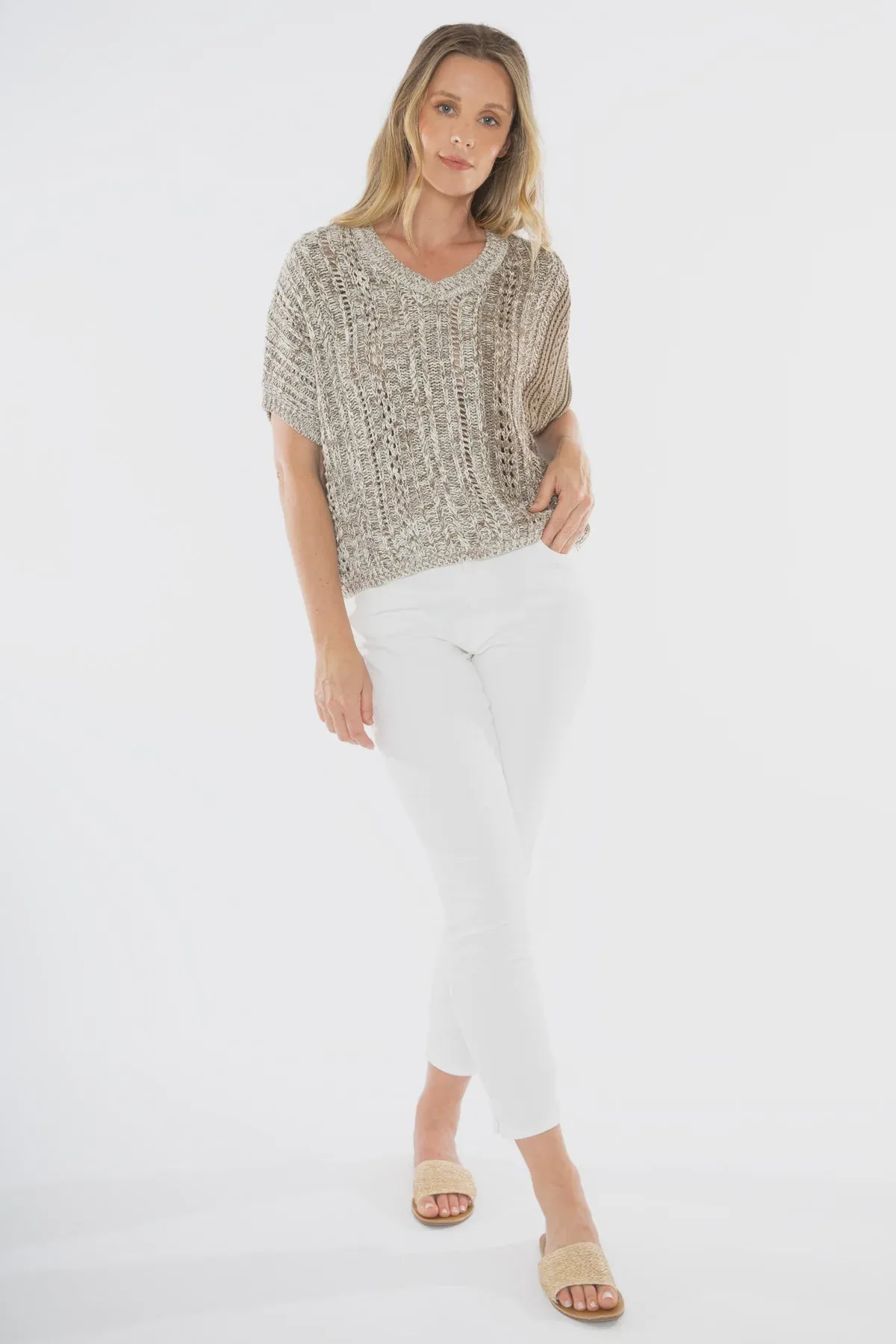 Jump - V Neck Ombre Knit Natural Mix | J1003A