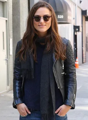 KEIRA KNIGHTLEY LEATHER JACKET  | WOMEN CELEBRITY LEATHER JACKET BY THE JACKET SELLER
