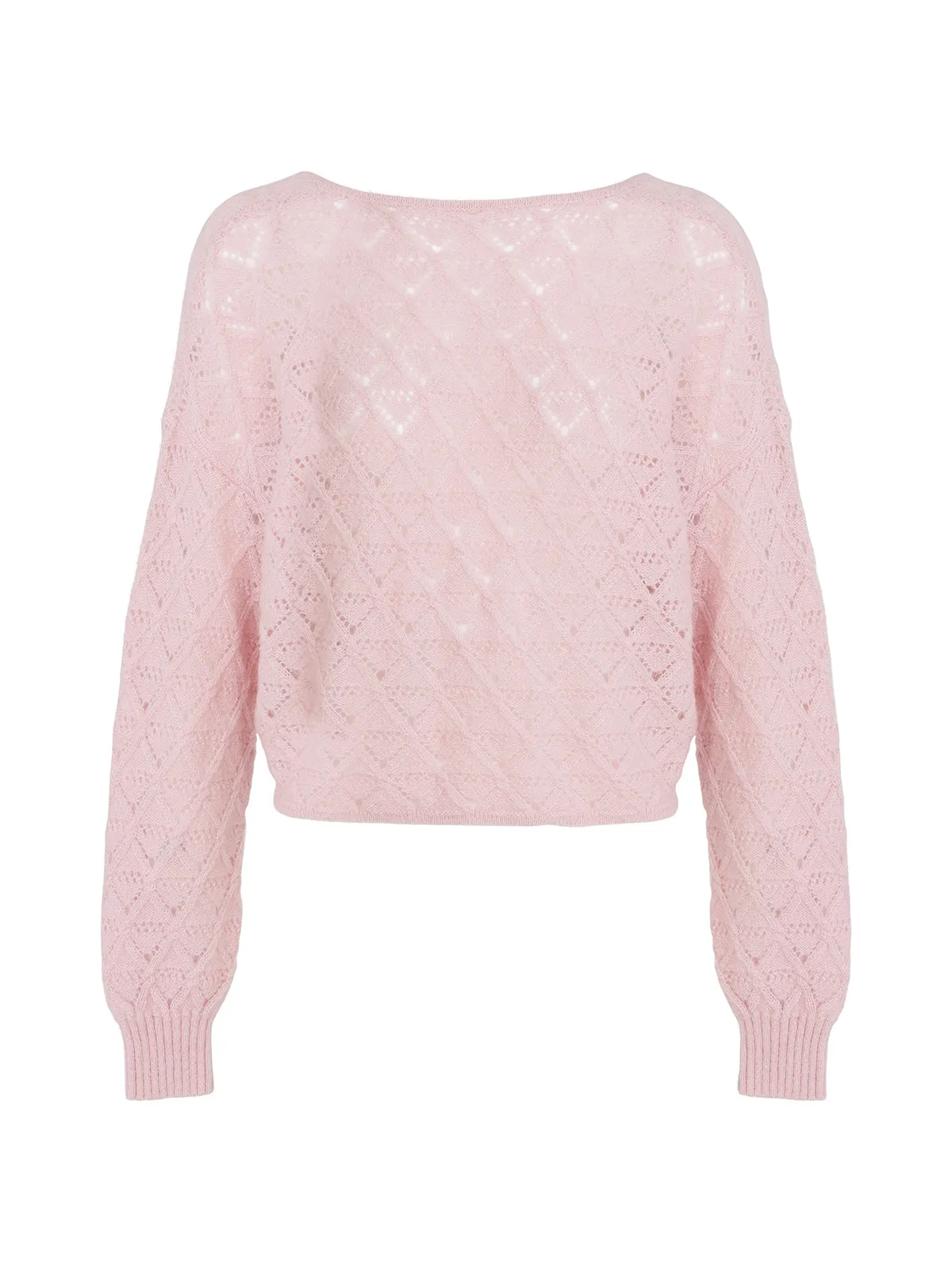 Krissy Pink Pointelle Rose Knit Cardigan