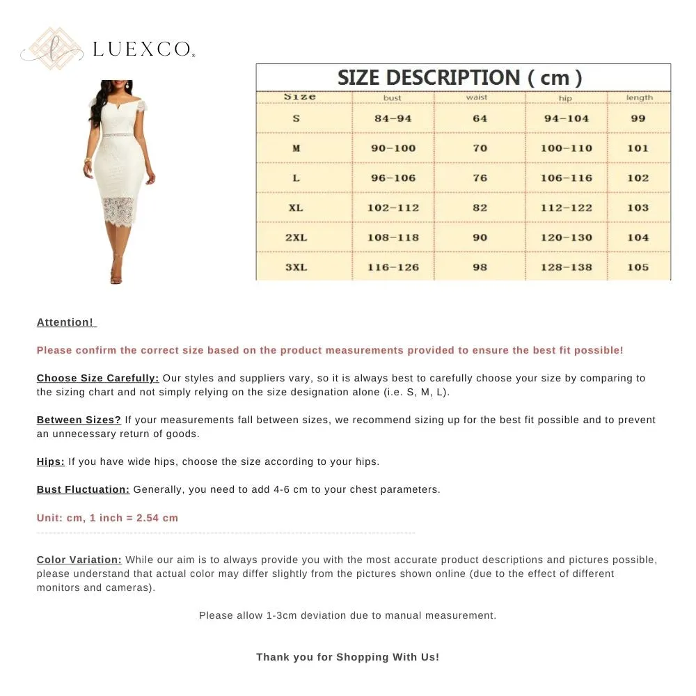Luexco Exquisite Off-shoulder Short Sleeve Lace Hip Dress