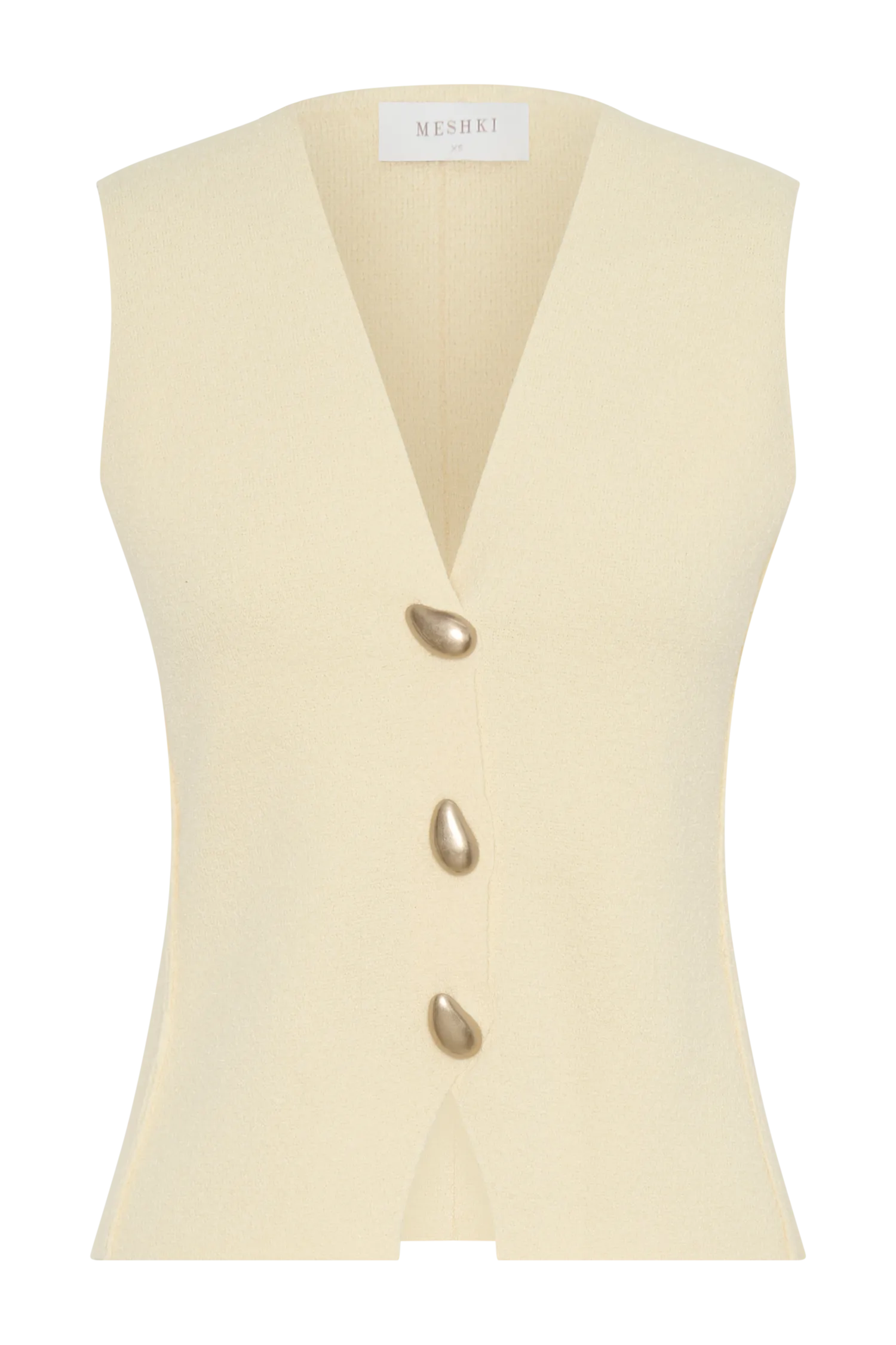 Malika Sleeveless Gold Button Vest - Lemon