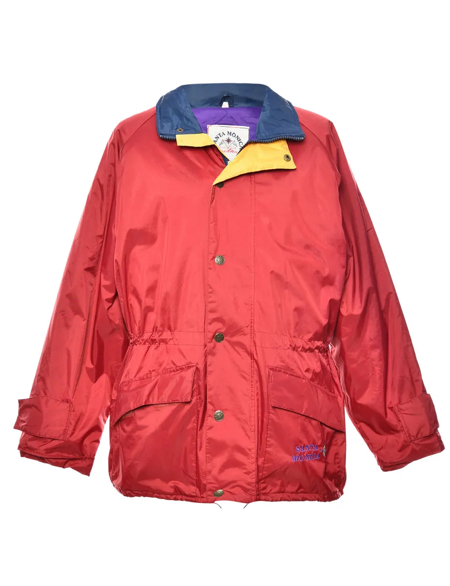 Maroon, Purple & Yellow Contrast Collar Mountaineering Jacket - M