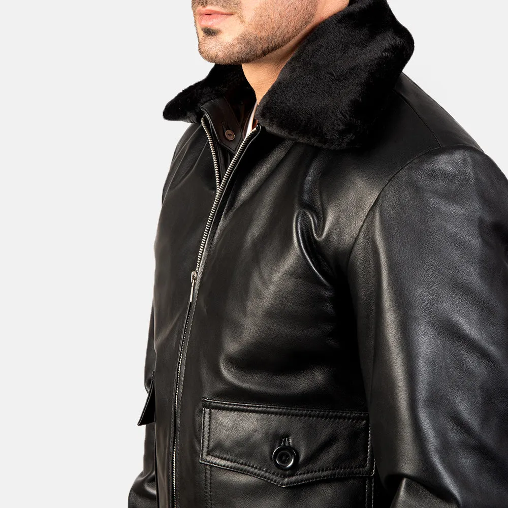 Mens Black G1 Leather Flight Jacket