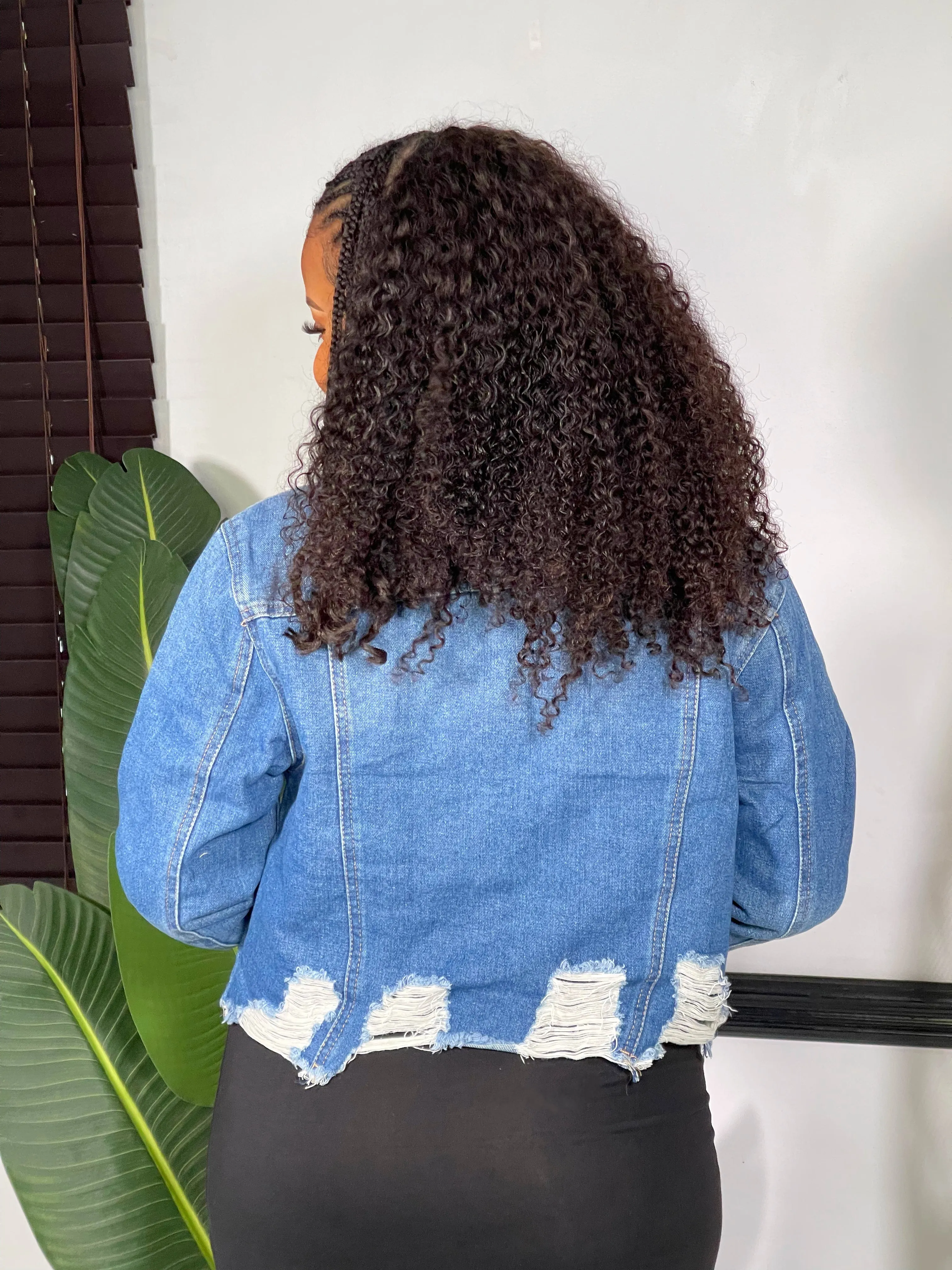Niki Edge Denim Jacket-Medium Blue