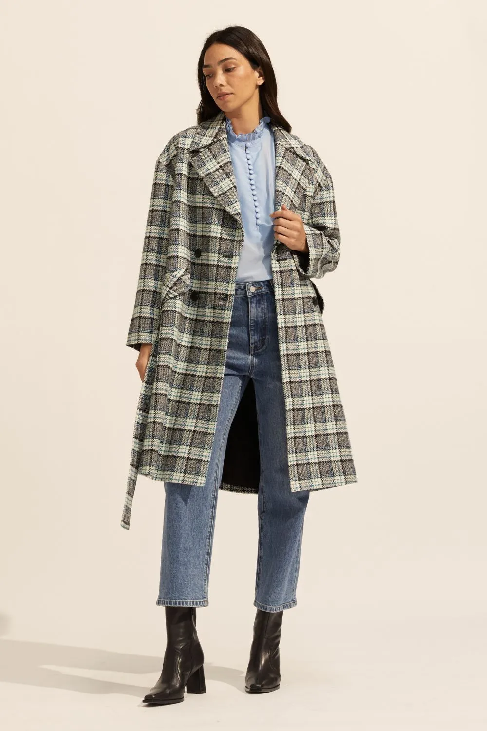 pillar coat - green check