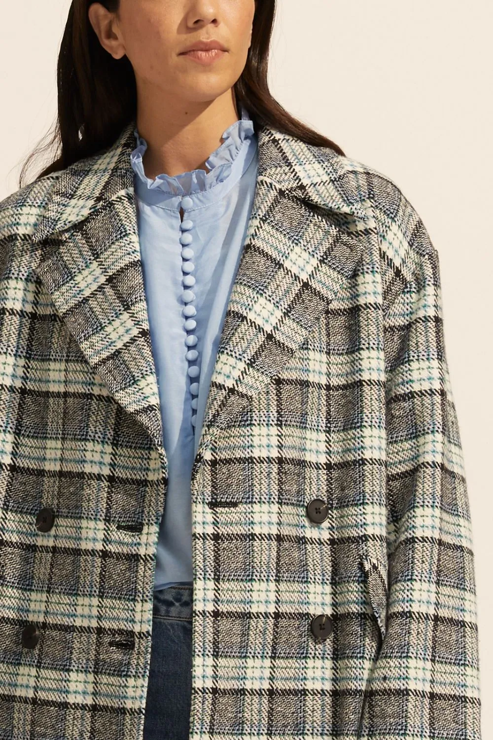 pillar coat - green check
