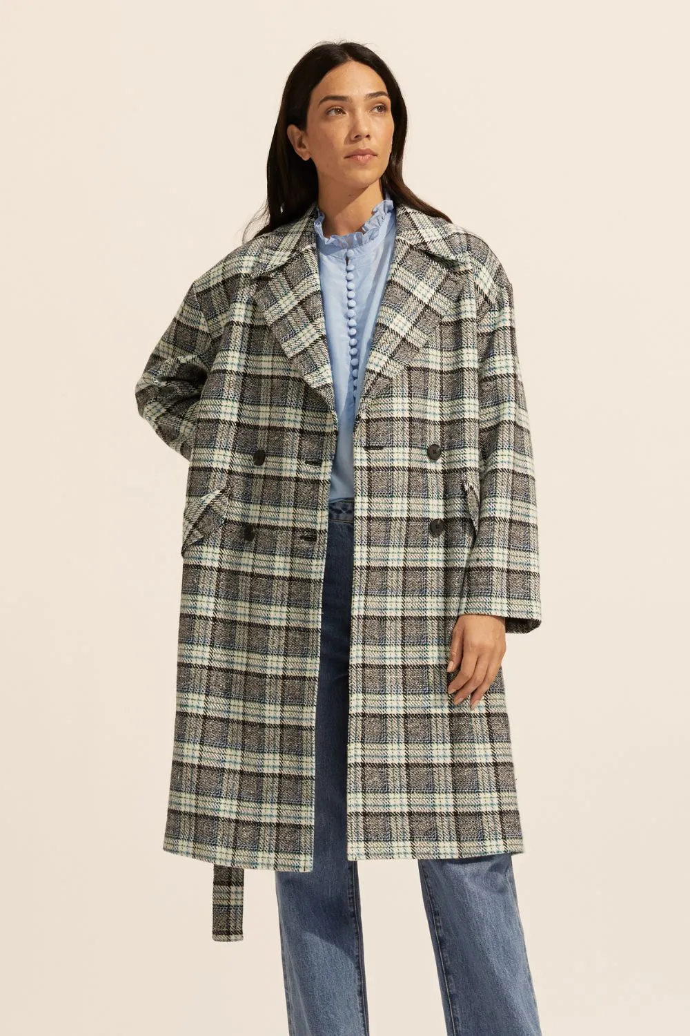 pillar coat - green check
