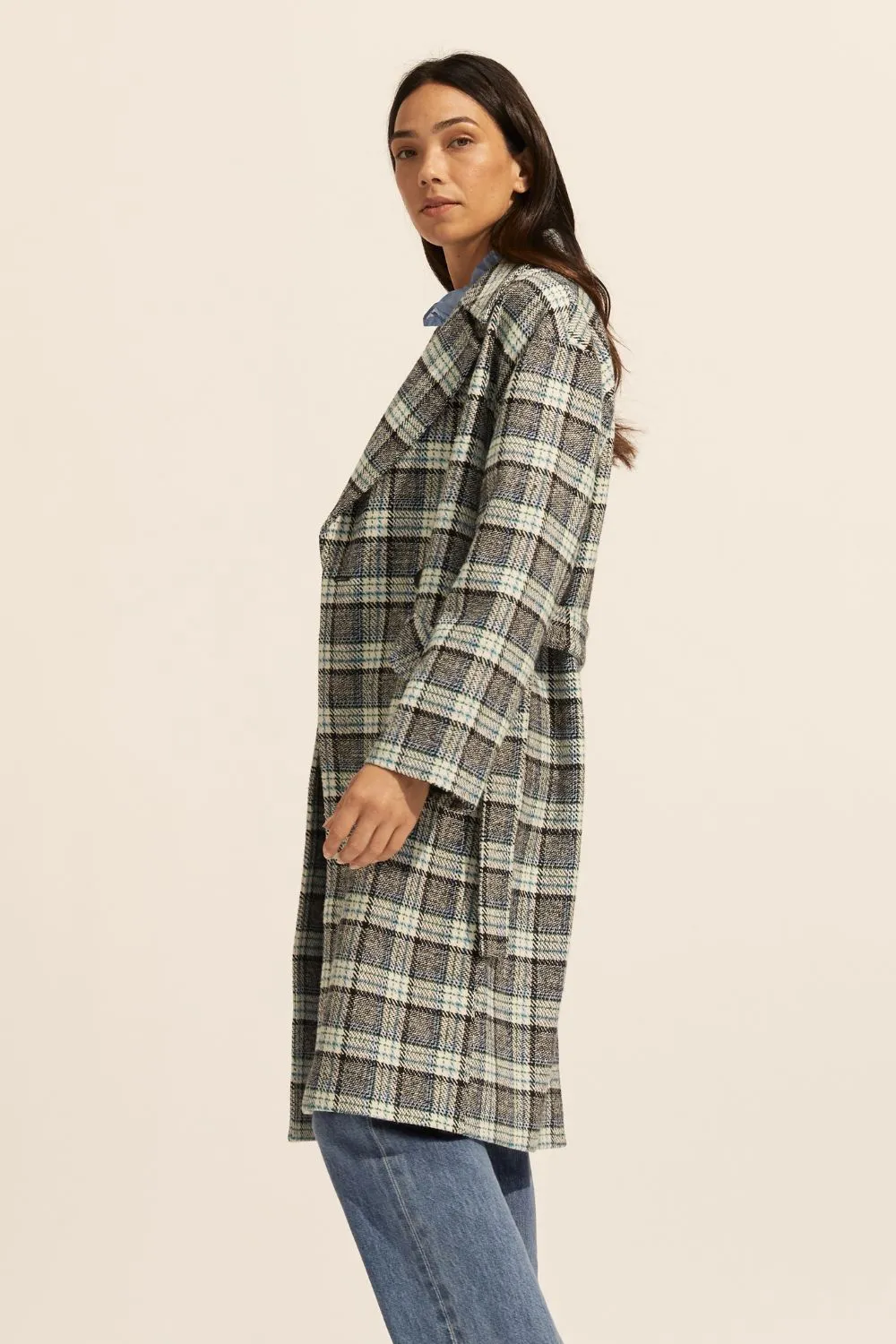 pillar coat - green check