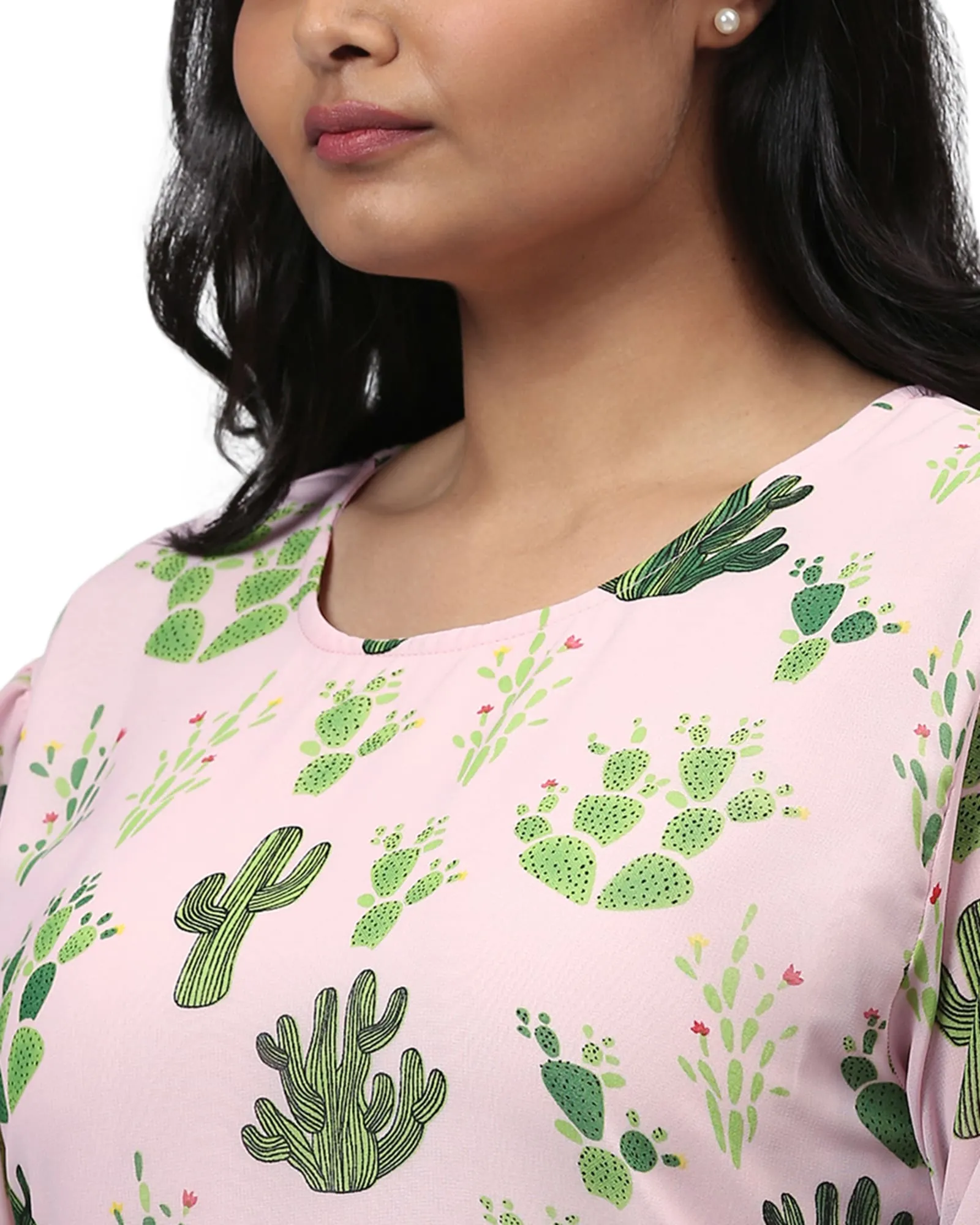 Pink Printed A-Line Dress | Pink