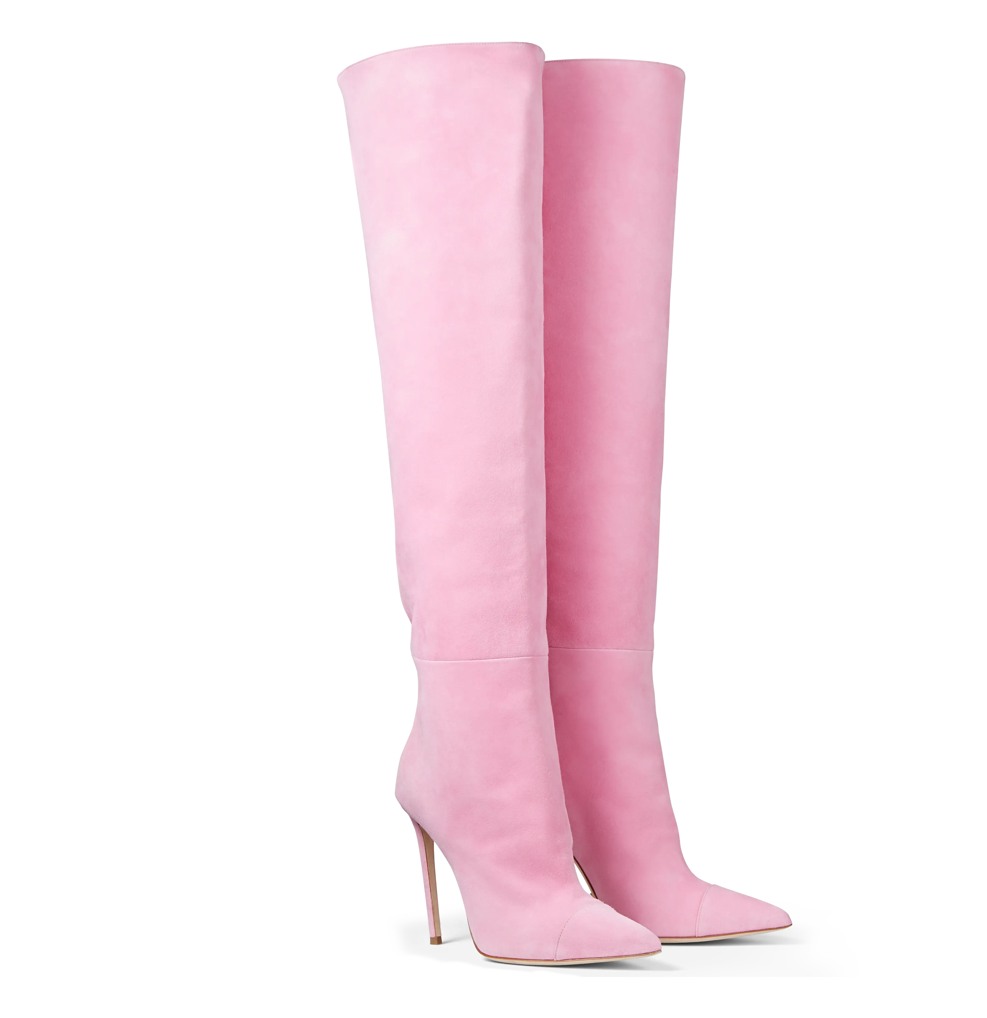 Pink Suede Over the Knee Boots