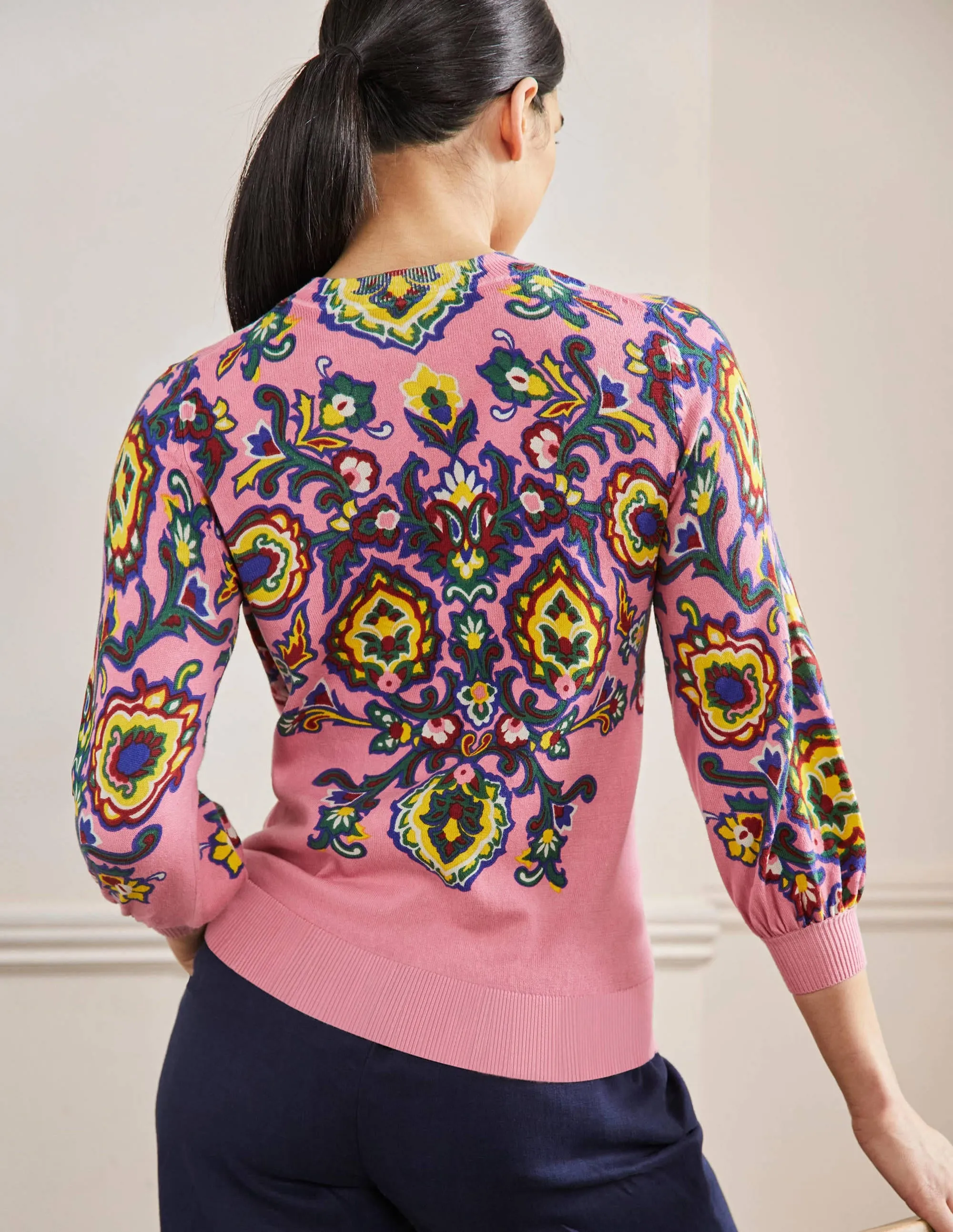 Printed Cotton Jumper-Azalea, Decorative Blooms