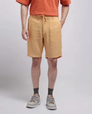 Rare Rabbit Men Pinto-25 Yellow Cotton Elastane Fabric Striped Shorts