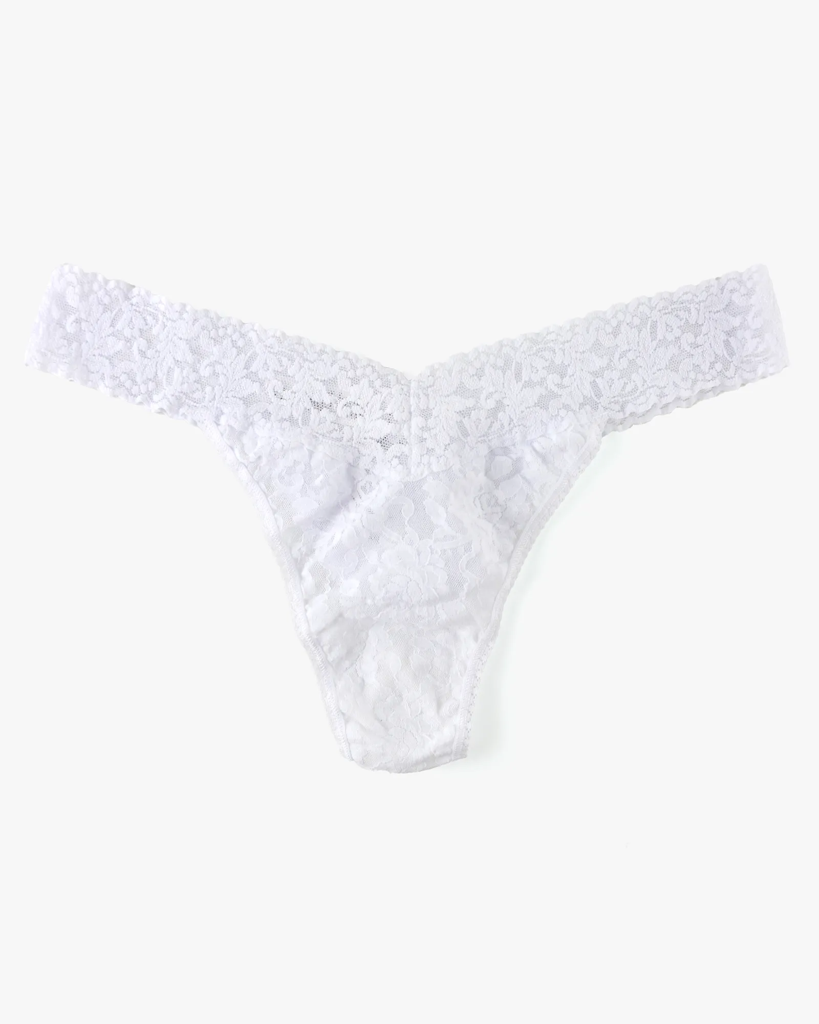 Signature Lace Original Rise Thong | White