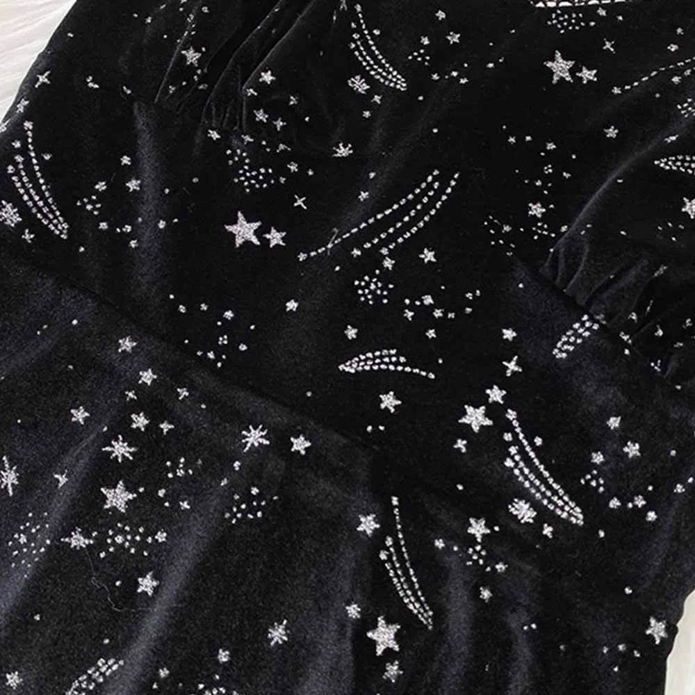 Simple Shooting Star Flower Button Suspender Dress