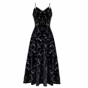 Simple Shooting Star Flower Button Suspender Dress