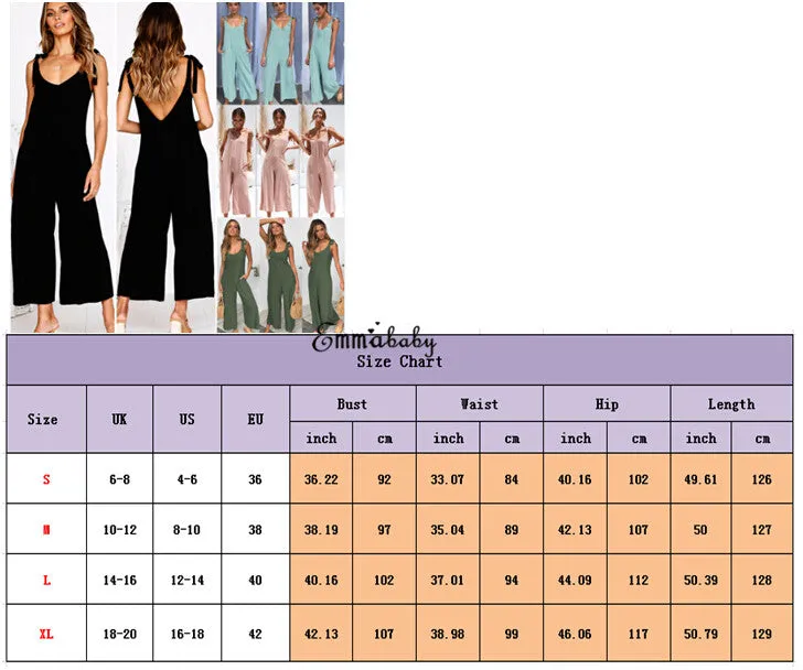 Summer new Women Casual Loose Linen Cotton Jumpsuit Sleeveless Backless Playsuit Trousers Overalls