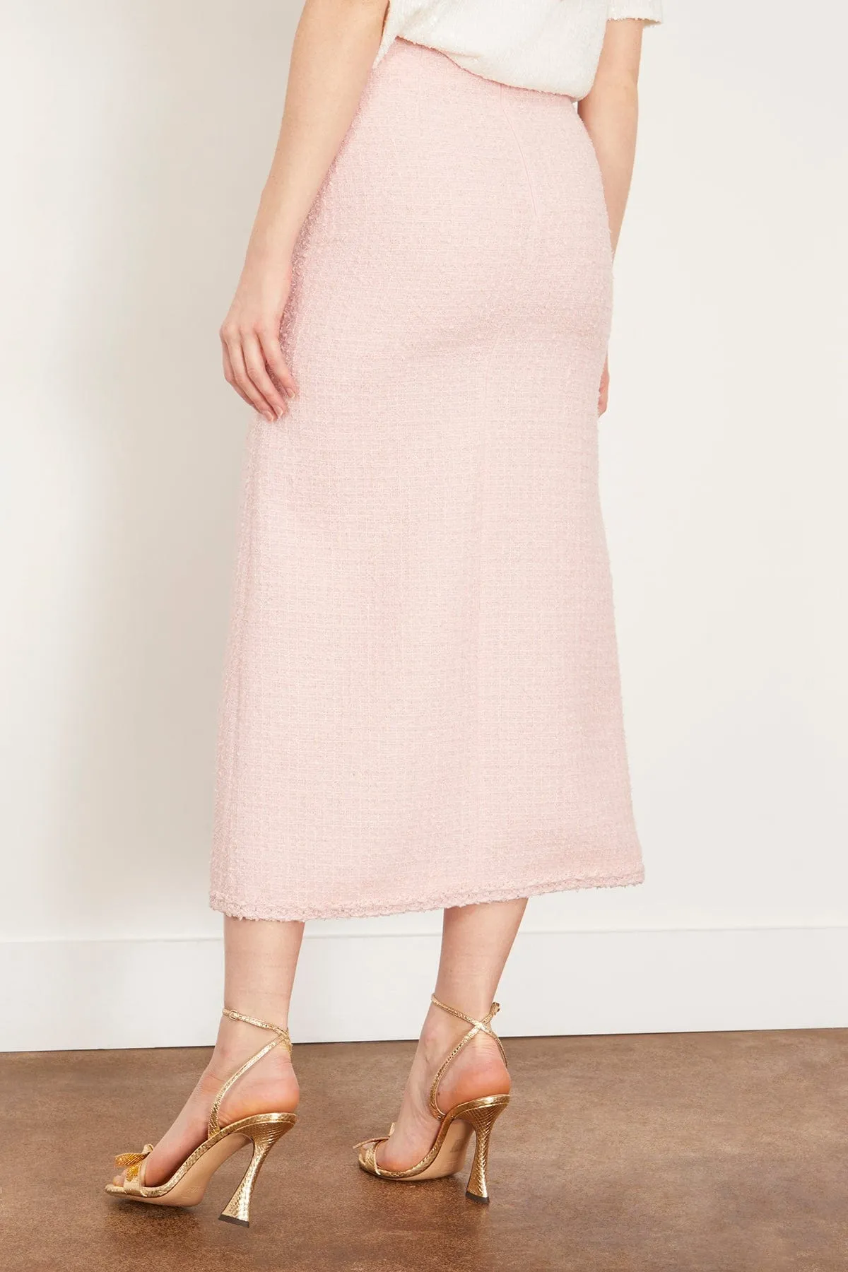 Tweed Slit Skirt in Quartz Rose