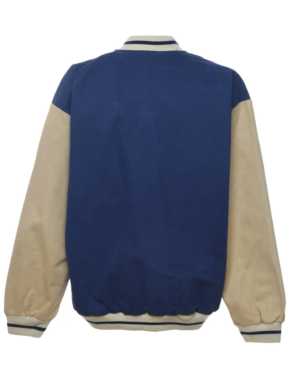 Two-Tone Beige & Navy Bomber Jacket - L