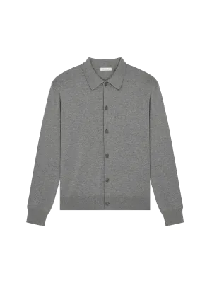 Womens DNA Knitted Collared Shirt—grey marl